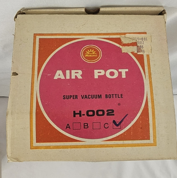 Vintage Retro Vacuum Bottle insulated Air Pump pot  Handle 1.9L Coffee Thermos - Picture 2 of 9